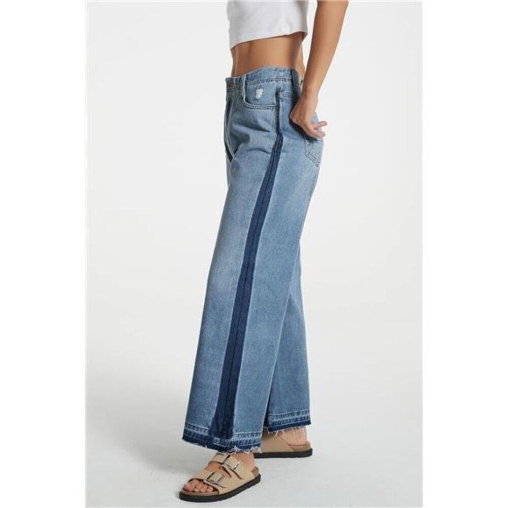 Women's Mid Rise Wide Leg Jeans Casual Baggy Wide Leg Flared Jeans Trendy